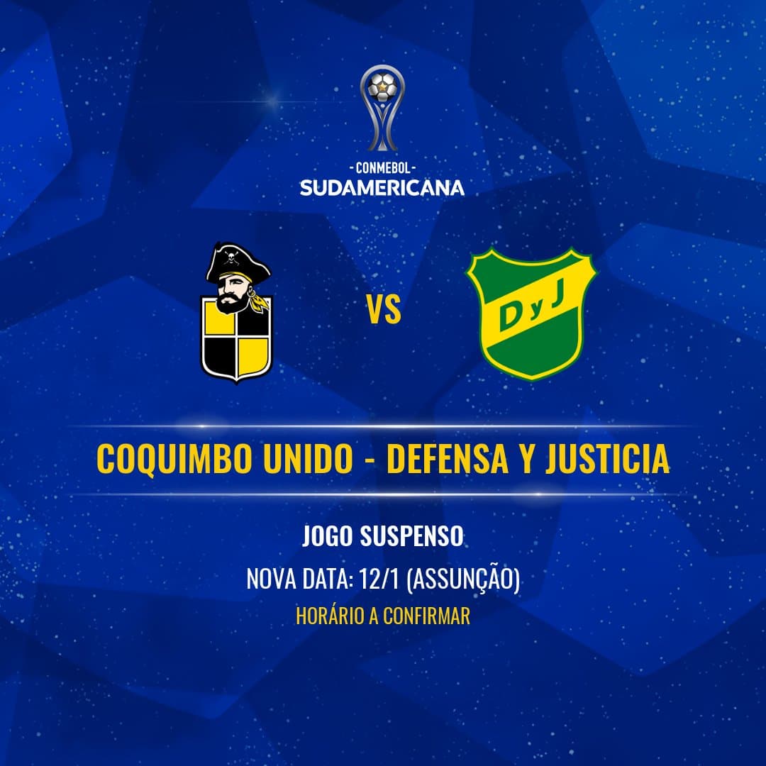 Conmebol adia Coquimbo Unido e Defensa y Justicia pela Sul-Americana devido a casos de Covid-19