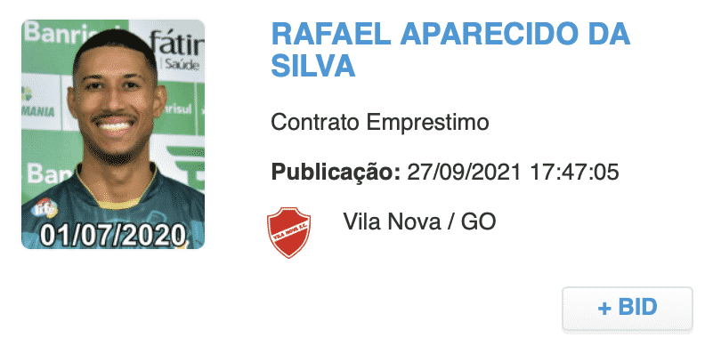 Rafael Silva aparece no BID e pode reestrear pelo Vila Nova (Reprodução/CBF)